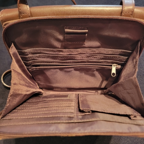 LONGABERGER ♡ Beautiful Vintage Multi Floral Brown Homestead Adj Crossbody Purse - Picture 5 of 17